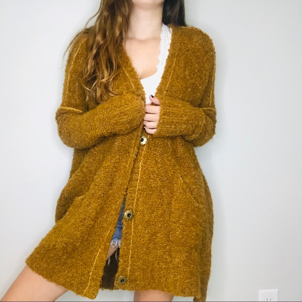 Free People RARE rust boucle cardigan - Picture 5 of 7